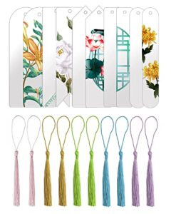 blank clear acrylic bookmarks penta angel 10pcs 5 styles plastic craft transparent acrylic book markers with 10pcs small bookmark tassels for diy projects and graduation gift tag (10)