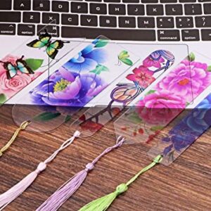 Blank Clear Acrylic Bookmarks Penta Angel 10Pcs 5 Styles Plastic Craft Transparent Acrylic Book Markers with 10Pcs Small Bookmark Tassels for DIY Projects and Graduation Gift Tag (10)