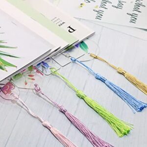 Blank Clear Acrylic Bookmarks Penta Angel 10Pcs 5 Styles Plastic Craft Transparent Acrylic Book Markers with 10Pcs Small Bookmark Tassels for DIY Projects and Graduation Gift Tag (10)