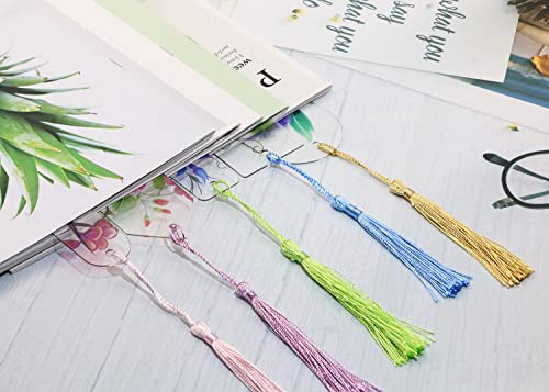 Blank Clear Acrylic Bookmarks Penta Angel 10Pcs 5 Styles Plastic Craft Transparent Acrylic Book Markers with 10Pcs Small Bookmark Tassels for DIY Projects and Graduation Gift Tag (10)