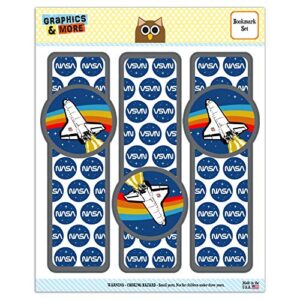 nasa logo over space shuttle with rainbow set of 3 glossy laminated bookmarks