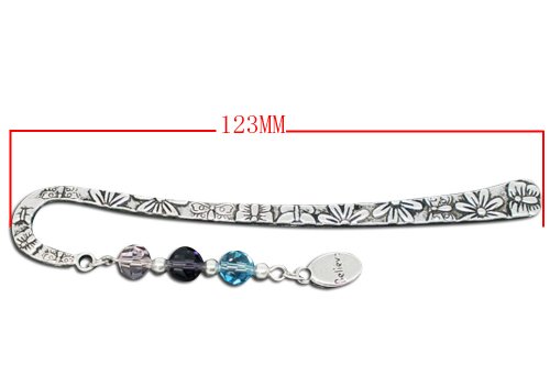 HOUSWEETY Beaded Charm Bookmarks, with Crystal Glass Quartz, Believe Dangle Beads, 3 Pcs, Silver Tone