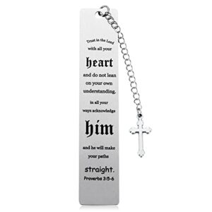 kvekstio inspirational christian bookmark gifts for women men, trust in the lord – proverbs 3:5 bible verse for faith-based boys girls, baptism religious church gifts