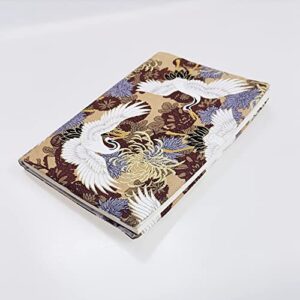 PUPUZAO A5 Book Cover ( Red-Crowned Crane Pattern ) Hard Book Sleeve Cover for Paperback,Journal,Diary,Novel,Washable Fabric,Fits Thickness Adjustable