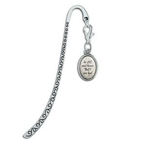 be still and know that i am god psalm inspirational christian metal bookmark page marker with oval charm
