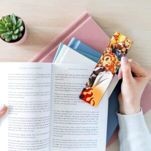 Bookmarks Ruler Metal Rengoku Measure Slayers Bookworm Animes Reading Bookography Tassels for Book Bibliophile Gift Reading Christmas Ornament Markers