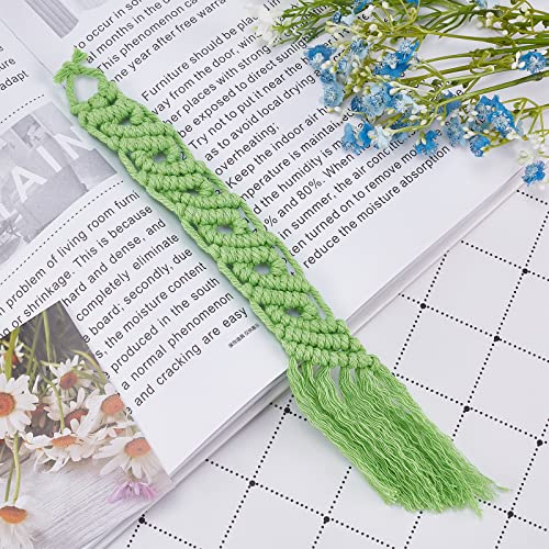 FREEBLOSS 6 Set Macrame Bookmarks Kit DIY Bookmark with Tassels Bohemian Braided Book Markers for Women Hand Knitted Bookmarks for Book Lovers