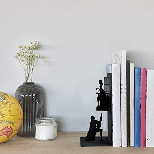 Black Metal Non-Slip Bookend Bracket Heavy Book End Office Book Stopper Sunflower Office Decor for Women Desk (Black, One Size)