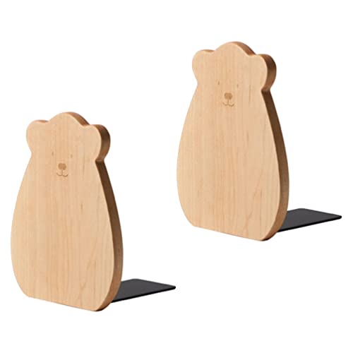 Generic 2Pcs Wooden Bookends Cartoon Animal Bookends Nonskid Creative Wood Book Stopper Stationery Book Supports Stands Kids Table Gifts