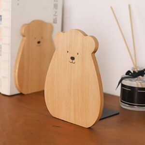 Generic 2Pcs Wooden Bookends Cartoon Animal Bookends Nonskid Creative Wood Book Stopper Stationery Book Supports Stands Kids Table Gifts