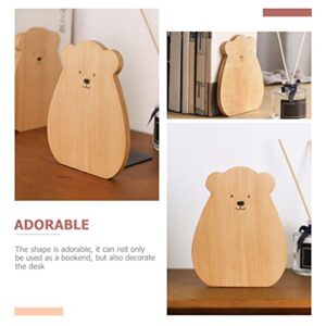 Generic 2Pcs Wooden Bookends Cartoon Animal Bookends Nonskid Creative Wood Book Stopper Stationery Book Supports Stands Kids Table Gifts