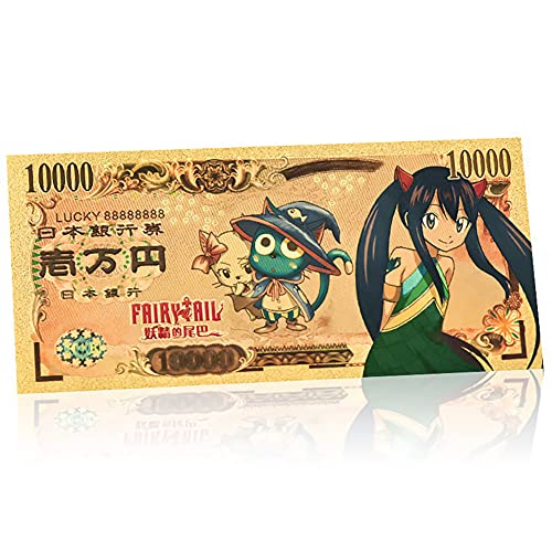 YJacuing Anime Fairy Tail Gold Coated Banknote, Limited Edition Collectible Bill Bookmark (5 PCS Collection)