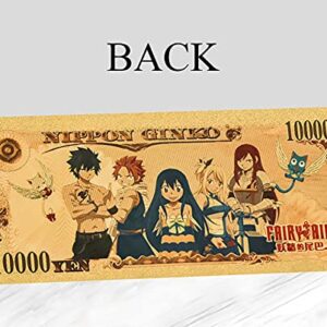 YJacuing Anime Fairy Tail Gold Coated Banknote, Limited Edition Collectible Bill Bookmark (5 PCS Collection)