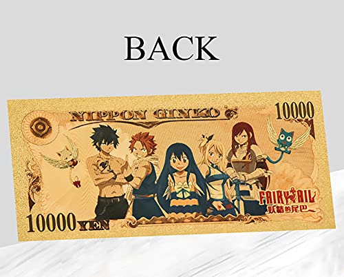 YJacuing Anime Fairy Tail Gold Coated Banknote, Limited Edition Collectible Bill Bookmark (5 PCS Collection)