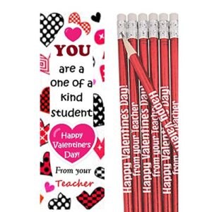 biblebanz class valentines for classroom you are one of a kind valentines for students from teacher heart bookmarks with red pencils valentine’s day exchanges (24 sets)