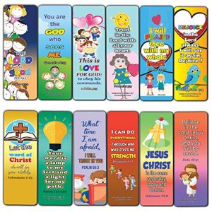 short bible verses for kids bookmarks (30-pack) – handy memory verses for kids and colorful bookmarks perfect for children’s ministries and sunday schools
