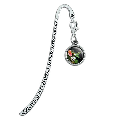 Ruby's Hummingbird Flower Garden Metal Bookmark Page Marker with Charm