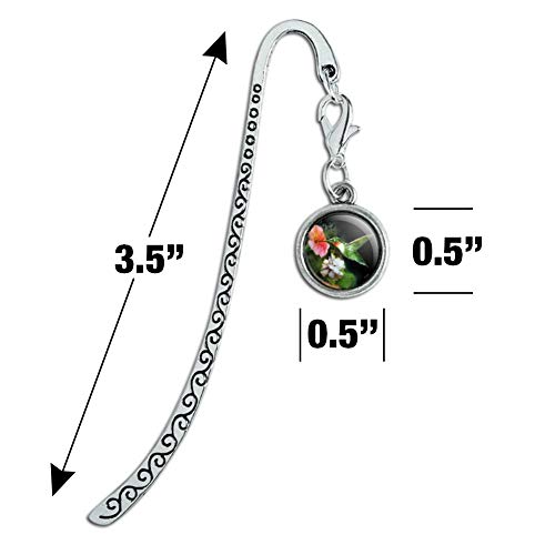 Ruby's Hummingbird Flower Garden Metal Bookmark Page Marker with Charm