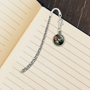 Ruby's Hummingbird Flower Garden Metal Bookmark Page Marker with Charm