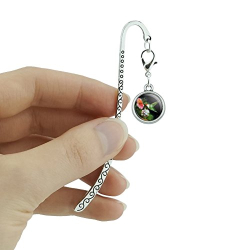 Ruby's Hummingbird Flower Garden Metal Bookmark Page Marker with Charm