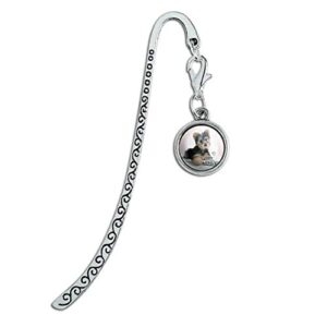 yorkie yorkshire terrier puppy dog musical instrument metal bookmark page marker with charm