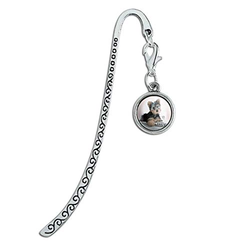 Yorkie Yorkshire Terrier Puppy Dog Musical Instrument Metal Bookmark Page Marker with Charm