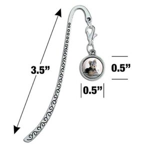 Yorkie Yorkshire Terrier Puppy Dog Musical Instrument Metal Bookmark Page Marker with Charm