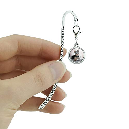 Yorkie Yorkshire Terrier Puppy Dog Musical Instrument Metal Bookmark Page Marker with Charm