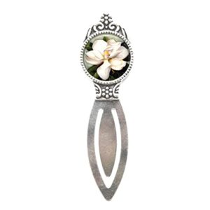 charm bookmark,southern magnolia bookmarker, magnolia flower, magnolia jewelry magnolia bookmark resin bookmarker,fashion jewelry,for her birthday,photo jewelry glass bookmarker jewelry-ze099 (silver)