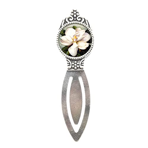 Charm Bookmark,Southern Magnolia Bookmarker, magnolia flower, magnolia jewelry magnolia Bookmark resin Bookmarker,Fashion jewelry,for her birthday,photo Jewelry Glass Bookmarker Jewelry-ZE099 (Silver)