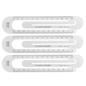 harfington 3pcs straight ruler 12cm metric aluminum alloy ruler scale on both sides hollow paper clip design bookmark measuring tool for children study classroom office, silver tone