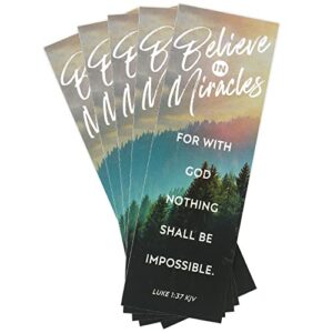salt & light, luke 1:37 believe in miracles bookmarks, 2 x 6 inches, 25 bookmarks