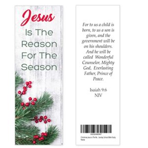 Christmas Jesus is The Reason for The Season Bookmarks 100 Count Bulk Isaiah 9:6 NIV Bible Verse Handouts for Classroom Sunday School Bible Study