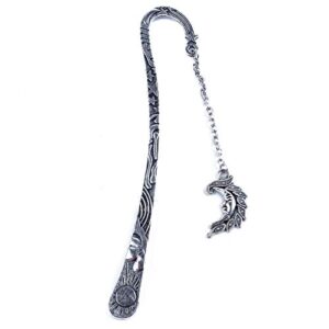 meoliny glowing star moon bookmarks vintage luminous long chain reading marks multi purpose gifts,ancient silver 11,5cm