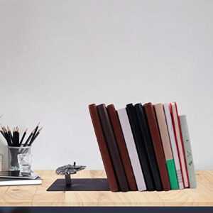 Premium Heavy-Duty Metal Bookend - Black L-Shaped Bookend Supports on Office Desk, Creative Gift for Dad and Lover (Airship)