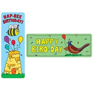 creative teaching press so much pun! hap-bee birthday bookmarks (5555)