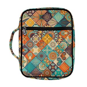 whosgniht bible cover, women’s boho southwest mandala floral carrying book case church bag bible protective with handle zippered pocket for gift