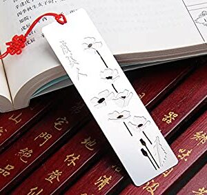 Sanle 8 Pcs Metal Bookmark Hollow Art Stainless Steel Book Mark with red Endless Knot