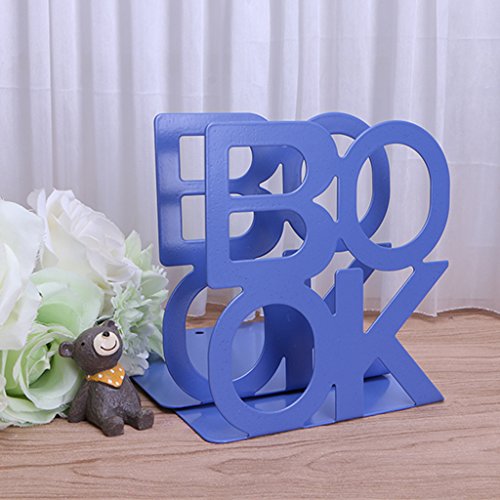 tegongse 2Pcs Book Ends, Alphabet Shaped Metal Bookends, Non-Skid Bookend Supports, Book Stopper for Books/Movies/CDs/Video Games