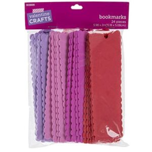 scalloped foam bookmarks in valentine colors – red, hot pink, light pink, purple