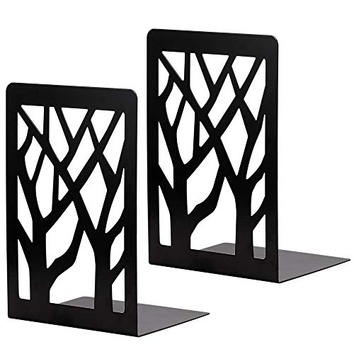 Metal Bookends for Heavy Books - Book Ends, Bookends for Shelves, Bookend Supports on Office Desk, Book Shelf Holder Home Decorative, Bookend Supports, Book Stoppers (Black-1pair)