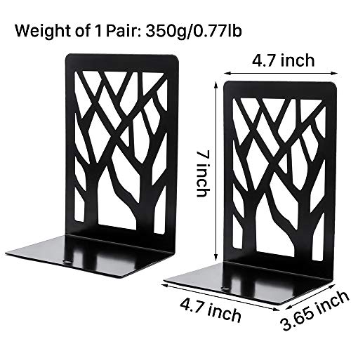 Metal Bookends for Heavy Books - Book Ends, Bookends for Shelves, Bookend Supports on Office Desk, Book Shelf Holder Home Decorative, Bookend Supports, Book Stoppers (Black-1pair)