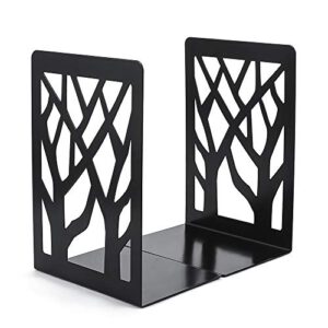 Metal Bookends for Heavy Books - Book Ends, Bookends for Shelves, Bookend Supports on Office Desk, Book Shelf Holder Home Decorative, Bookend Supports, Book Stoppers (Black-1pair)