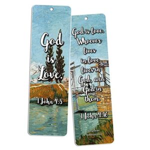 Christian Van Gogh Bookmarks Cards - God is Love (60 Pack)- Bible Scripture Prayer Cards - War Room Decor - Encouragement Gifts - VBS Bible Study Sunday School Baptism Church Camp Stocking Stuffers