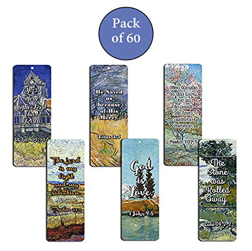 Christian Van Gogh Bookmarks Cards - God is Love (60 Pack)- Bible Scripture Prayer Cards - War Room Decor - Encouragement Gifts - VBS Bible Study Sunday School Baptism Church Camp Stocking Stuffers