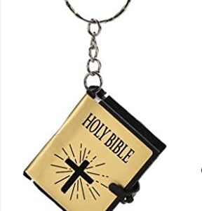 Favorict (3 Pack) Mini Bible Keychain English Holy Bible Religious Favor Christian Jesus Keychain (A)