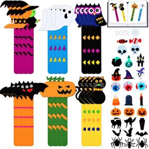 24 pcs halloween bookmark crafts for kids bulk craft kit halloween bookmarks pumpkin witch owl bat ghost cat for boys girls classroom rewards holiday halloween party supplies trick or treat prizes