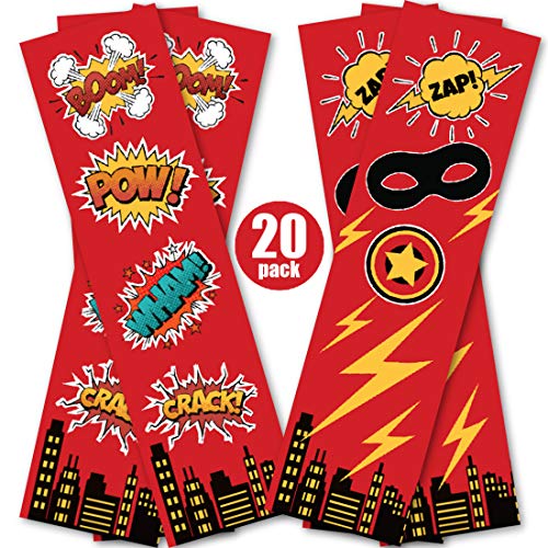 Superhero Bookmarks (20 Count) - Reading Incentives - Student Classroom Supplies - Library Summer Reading Program - Superhero Party Favors