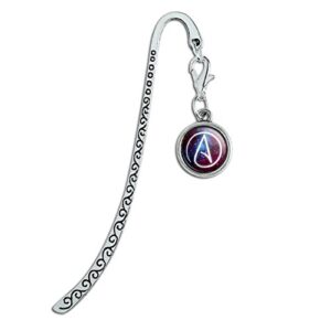 atheist atheism symbol in space metal bookmark page marker with charm
