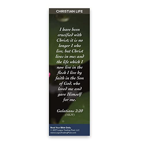 Christian Bookmark with Bible Verse, Pack of 25, Christian Life Themed, I Have Been Crucified with Christ, Galatians 2:20